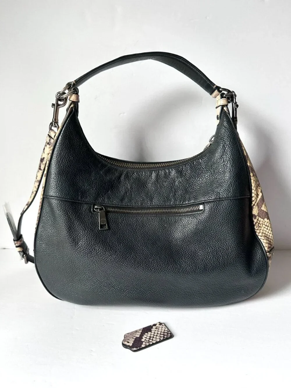 Coach Harley Hobo Crossbody Shoulder Bag Black & Snake Embossed Leather F57503